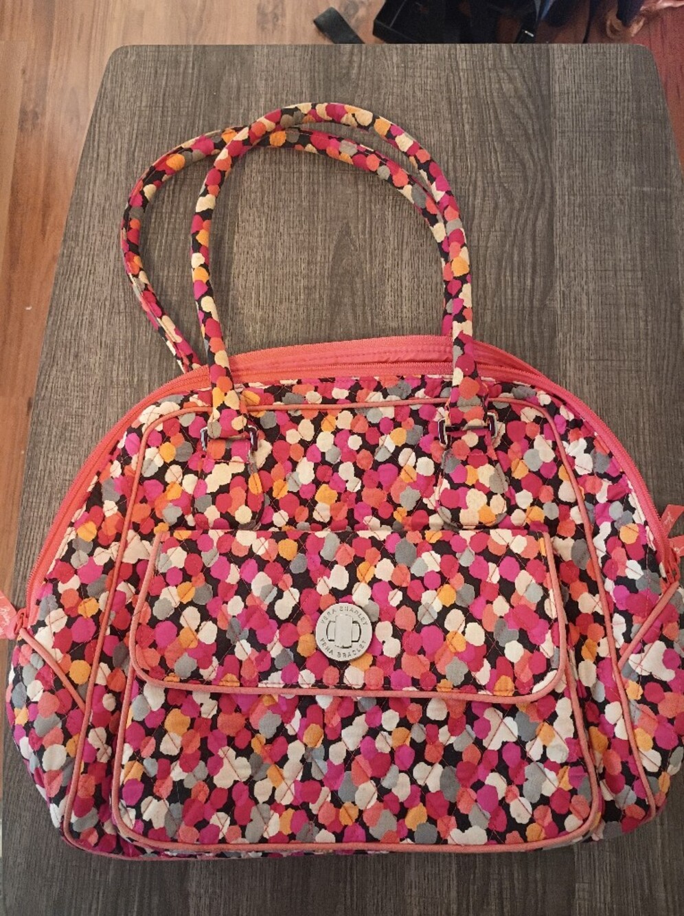 Vera Bradley Quilted Multi-Color Floral Tote - Pink, Orange & White